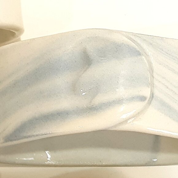 Porcelain Napkin Rings Embossed Unicorn Blue White Glaze Vintage Set of 6 - Picture 6 of 6